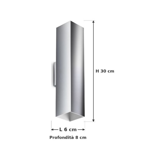 Ideal lux look applique rettangolare 2 luci gu10 30cm per soggiorno moderna cromata