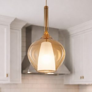 Kalique sp1-1 d28 ideal lux lampada a sospensione vetro ambra per cucina