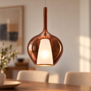 Ideal lux kalique lampadario a bulbo 28cm per soggiorno contemporaneo rame