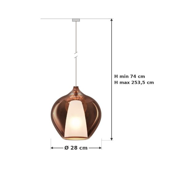 Ideal lux kalique lampadario a bulbo 28cm per soggiorno contemporaneo rame