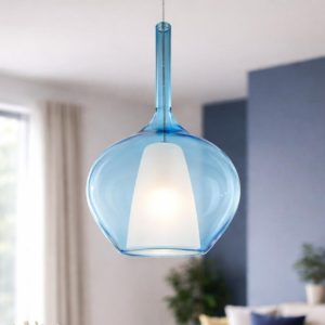 Ideal lux kalique sp1-1 d28 lampada a sospensione per isola cucina vetro azzurro