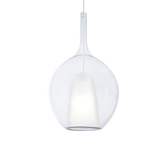 Ideal lux kalique lampadario ad ampolla 28cm per soggiorno contemporaneo trasparente