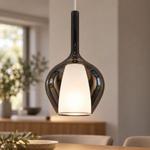 Ideal lux kalique lampada a sospensione a bulbo 18cm per cucina contemporanea fumè