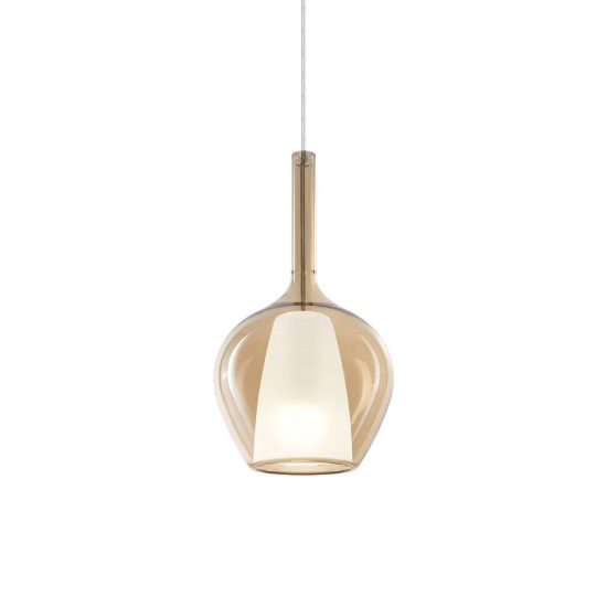 Ideal lux kalique lampada a sospensione a bulbo 18cm per cucina contemporanea ambra