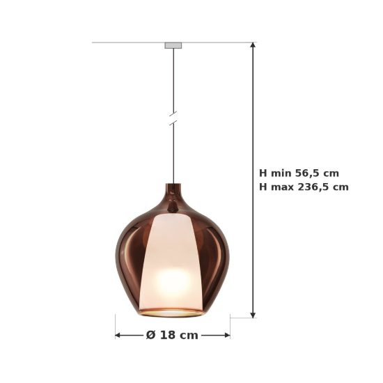 Ideal lux kalique lampada a sospensione a bulbo 18cm per cucina contemporanea rame