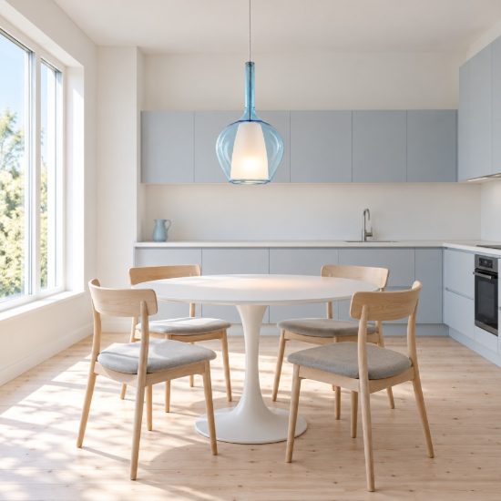 Ideal lux kalique lampada a sospensione a bulbo 18cm per cucina contemporanea azzurro