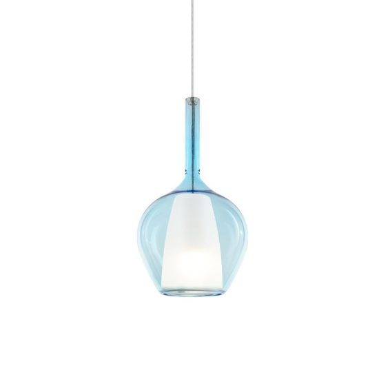 Ideal lux kalique lampada a sospensione a bulbo 18cm per cucina contemporanea azzurro