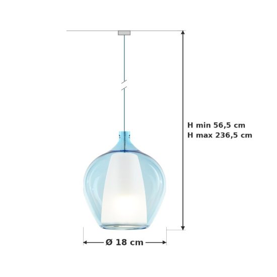 Ideal lux kalique lampada a sospensione a bulbo 18cm per cucina contemporanea azzurro