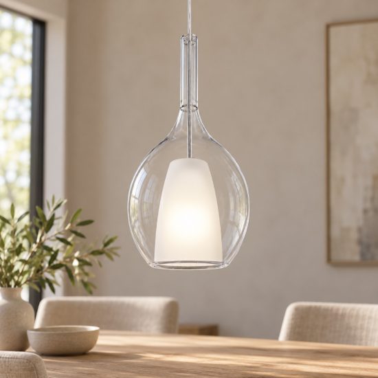 Ideal lux kalique lampada a sospensione ad ampolla 18cm per cucina contemporanea trasparente