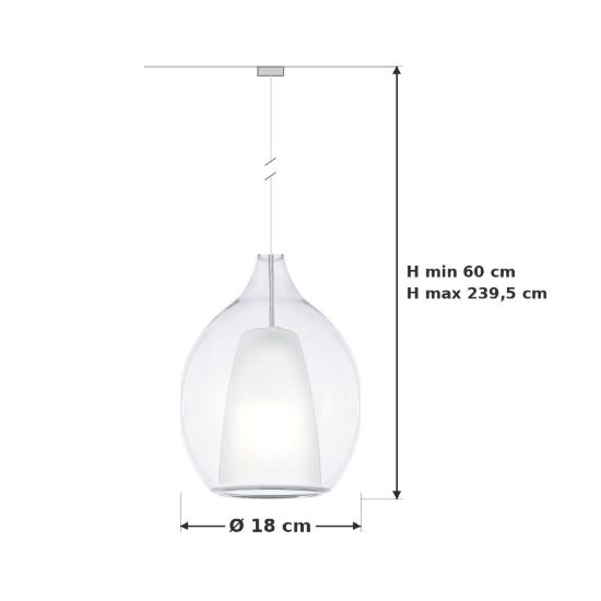 Ideal lux kalique lampada a sospensione ad ampolla 18cm per cucina contemporanea trasparente