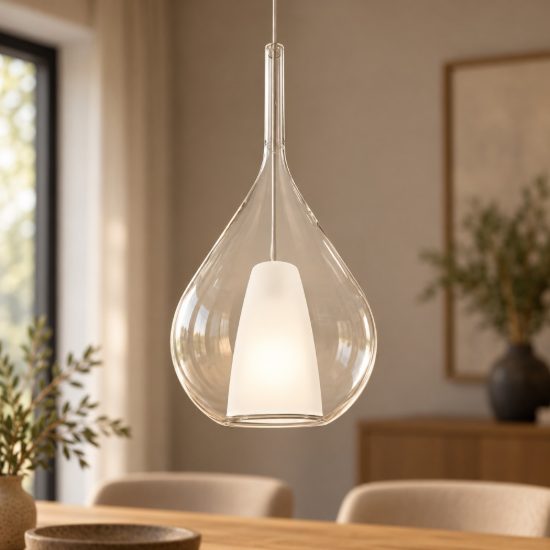 Ideal lux kalique lampada a sospensione a goccia 18cm per cucina contemporanea trasparente