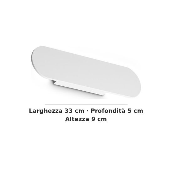 Ideal lux zig zag applique a bordi arrotondati led 12,5w 3000k 33cm per soggiorno moderna bianca