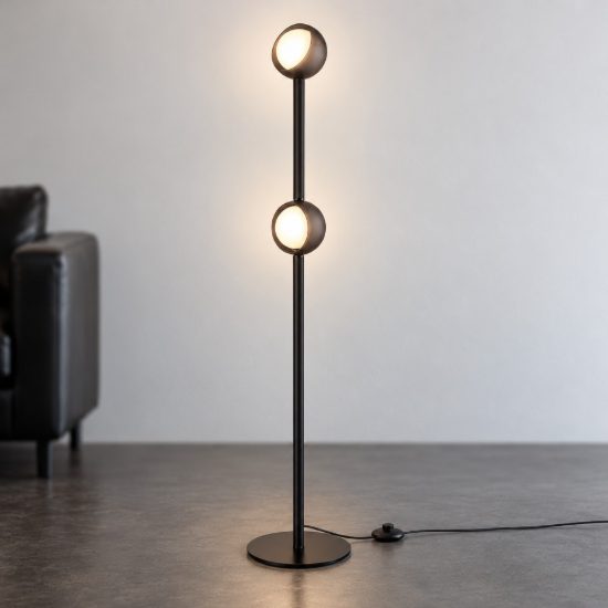 Ideal lux bloom piantana con 2 sfere led 11w 3000k 169,5cm per soggiorno moderna nera