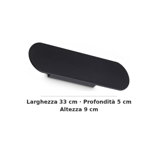 Ideal lux zig zag applique a bordi arrotondati led 12,5w 3000k 33cm per soggiorno moderna nera