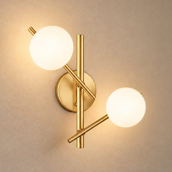 Ideal lux atlas applique oro da parete con sfere in vetro led 3w 30cm