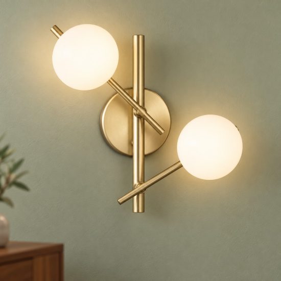 Ideal lux atlas applique oro da parete con sfere in vetro led 3w 30cm