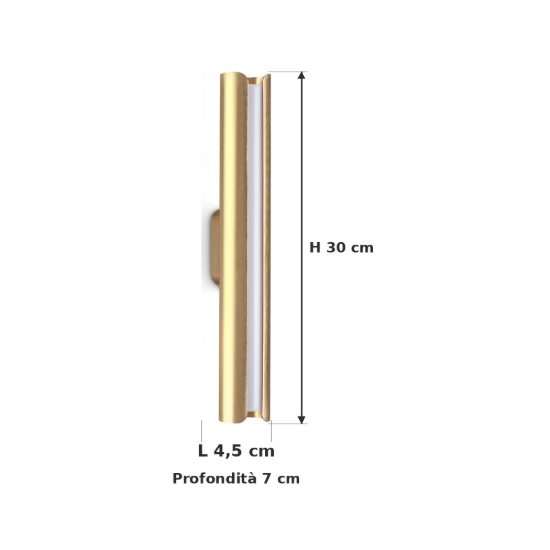 Ideal lux dorica applique led 8,5w 3000k 30cm per soggiorno contemporanea rame