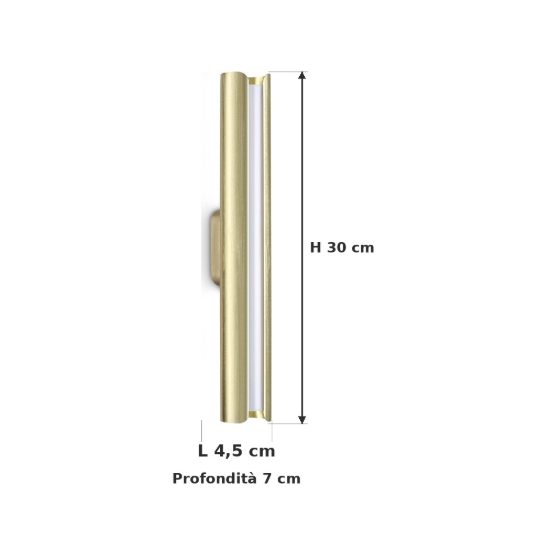 Ideal lux dorica applique led 8,5w 3000k 30cm per soggiorno contemporanea ottone