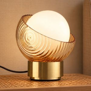 Ideal lux bloom abat-jour a sfera g9 12,7cm per comodino contemporaneo ottone