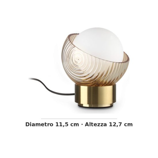 Ideal lux bloom abat-jour a sfera g9 12,7cm per comodino contemporaneo ottone