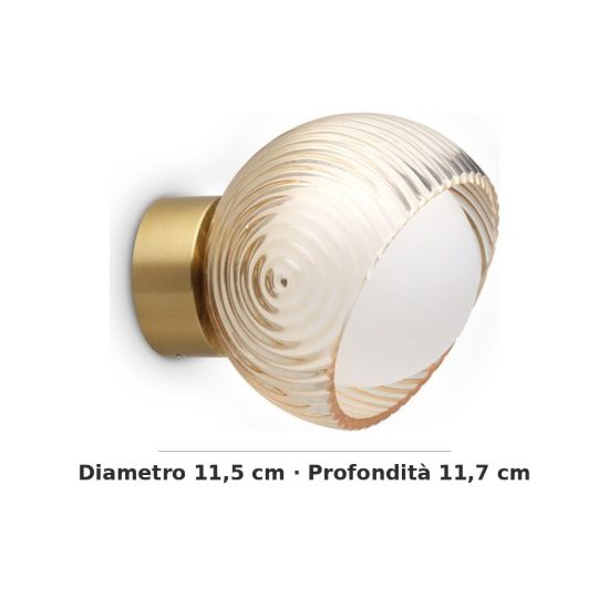 Ideal lux bloom applique a sfera g9 11,5cm per soggiorno contemporanea ottone