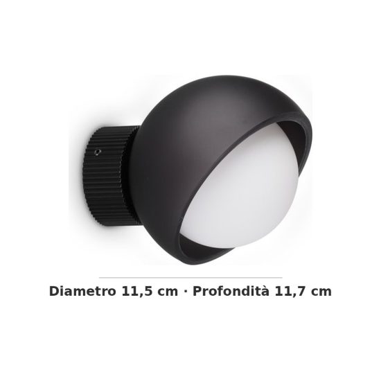 Ideal lux bloom applique a sfera g9 11,5cm per soggiorno moderna nera