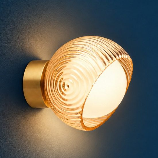 Ideal lux bloom applique a sfera e27 17cm per soggiorno contemporanea ottone