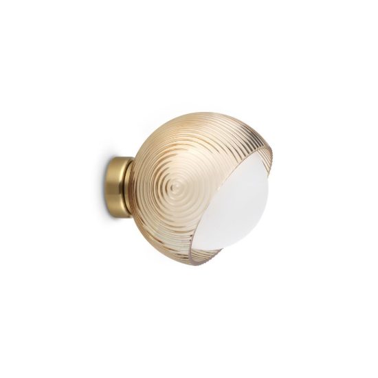 Ideal lux bloom applique a sfera e27 17cm per soggiorno contemporanea ottone