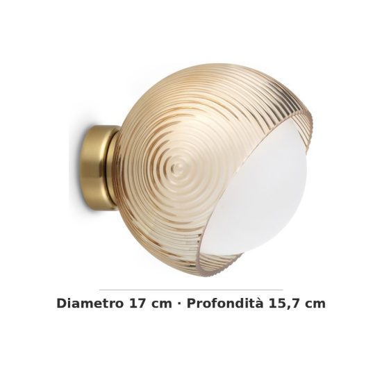 Ideal lux bloom applique a sfera e27 17cm per soggiorno contemporanea ottone