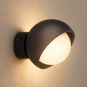 Ideal lux bloom applique a sfera e27 17cm per soggiorno moderna nera
