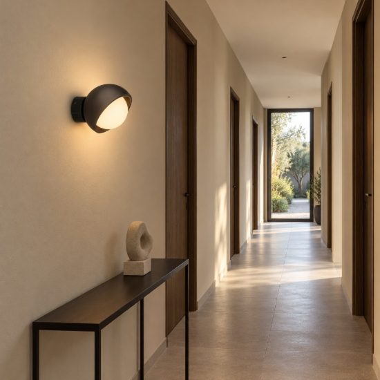 Ideal lux bloom applique a sfera e27 17cm per soggiorno moderna nera