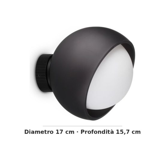 Ideal lux bloom applique a sfera e27 17cm per soggiorno moderna nera