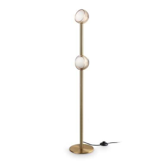 Ideal lux bloom lampada da terra con 2 sfere led 11w 3000k 169,5cm per soggiorno ottone