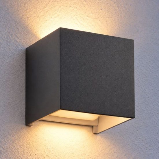 Ideal lux atom applique da esterno quadrata led 12w 4000k 10cm moderna antracite