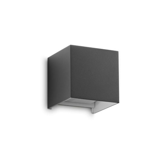 Ideal lux atom applique da esterno quadrata led 12w 4000k 10cm moderna antracite
