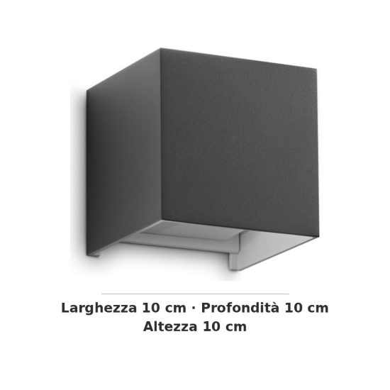 Ideal lux atom applique da esterno quadrata led 12w 4000k 10cm moderna antracite
