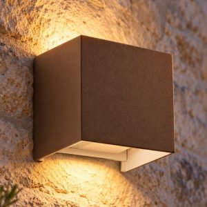 Ideal lux atom applique da esterno quadrata led 12w 4000k 10cm moderna caffè
