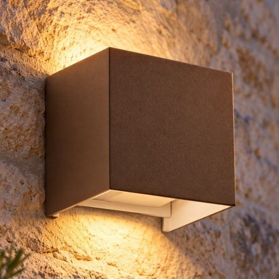 Ideal lux atom applique da esterno quadrata led 12w 4000k 10cm moderna caffè