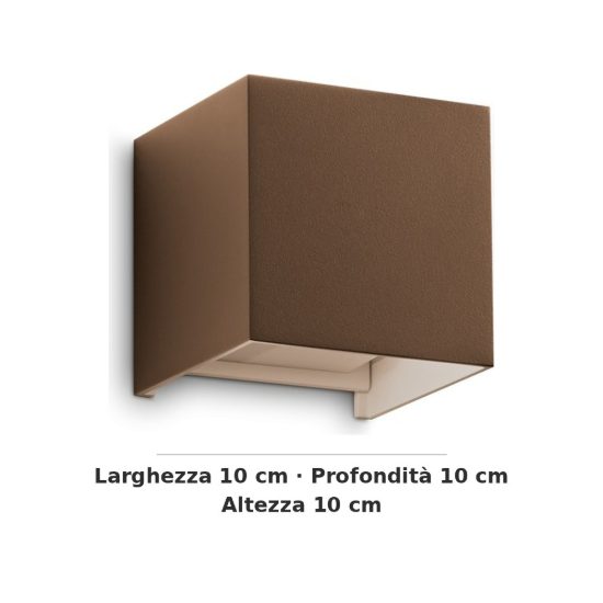 Ideal lux atom applique da esterno quadrata led 12w 4000k 10cm moderna caffè
