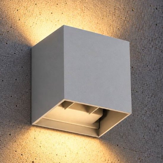 Ideal lux atom applique da esterno quadrata led 12w 3000k 10cm moderna grigia
