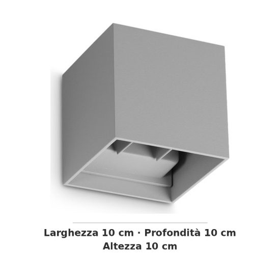 Ideal lux atom applique da esterno quadrata led 12w 3000k 10cm moderna grigia