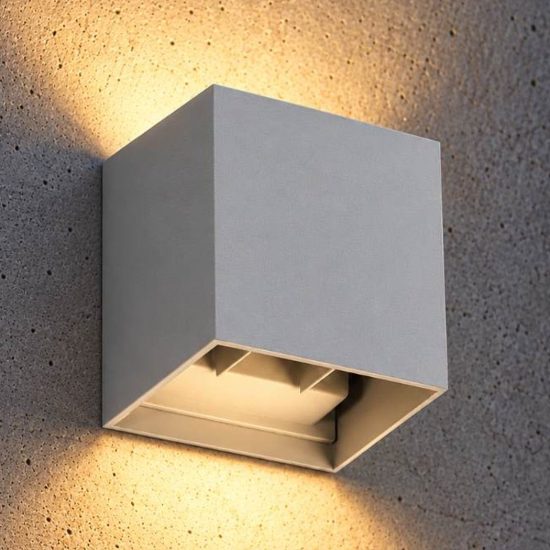 Ideal lux atom applique da esterno quadrata led 12w 4000k 10cm moderna grigia