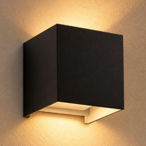 Ideal lux atom applique da esterno quadrata led 12w 4000k 10cm moderna nera
