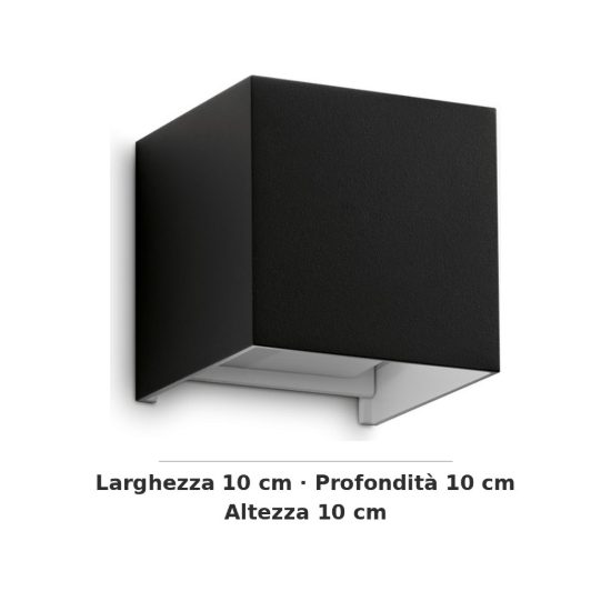 Ideal lux atom applique da esterno quadrata led 12w 4000k 10cm moderna nera