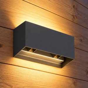 Ideal lux atom applique da esterno rettangolare led 25w 4000k 20cm moderna antracite