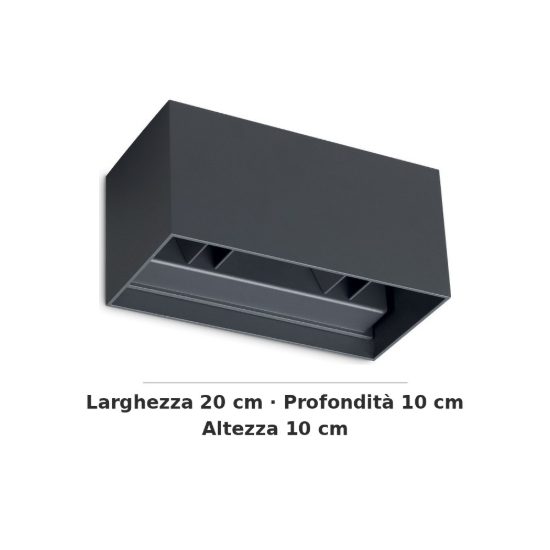 Ideal lux atom applique da esterno rettangolare led 25w 4000k 20cm moderna antracite