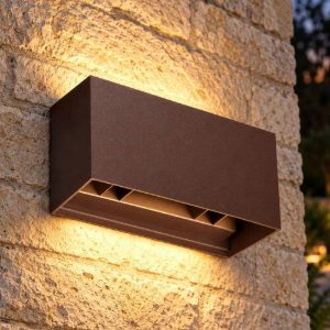 Ideal lux atom applique da esterno rettangolare led 25w 4000k 20cm moderna caffè