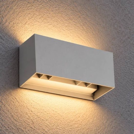 Ideal lux atom applique da esterno rettangolare led 25w 3000k 20cm moderna grigia