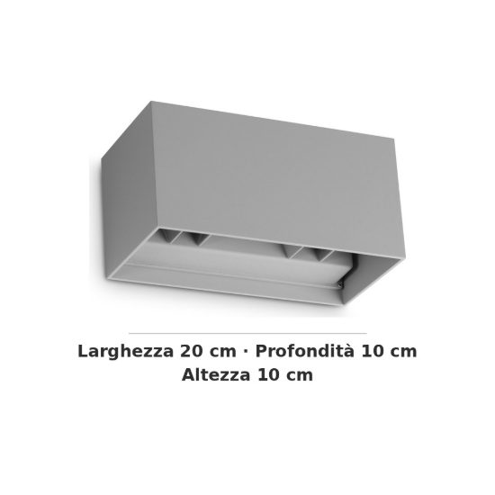 Ideal lux atom applique da esterno rettangolare led 25w 4000k 20cm moderna grigia