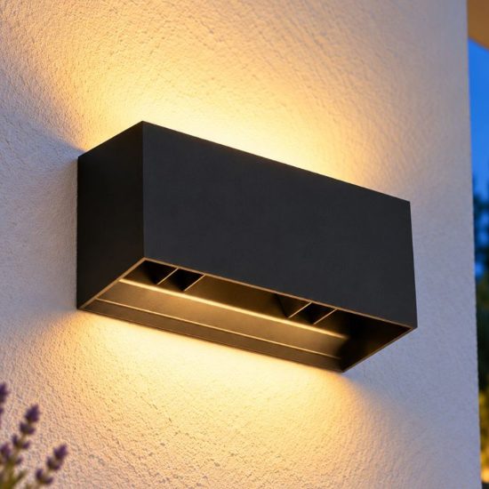 Ideal lux atom applique da esterno rettangolare led 25w 4000k 20cm moderna nera